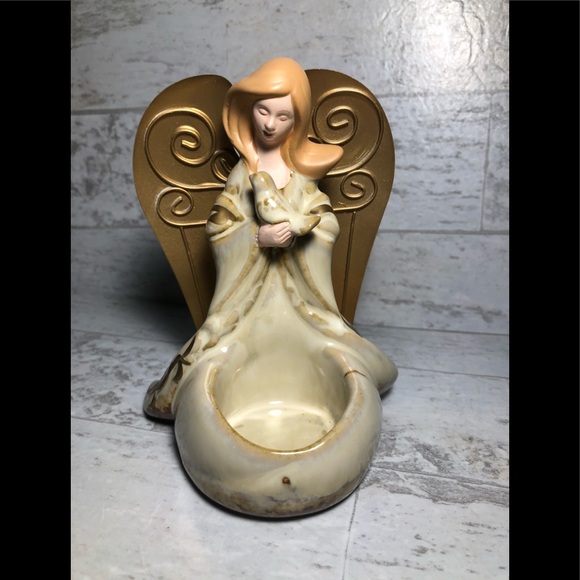 YANKEE CANDLE ANGEL TEA LIGHT/CANDLE HOLDER W/DOVE